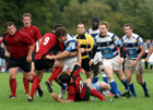 Tynedale's Sam Northcote-Green can't get past Blaydon's Matthew Mellish